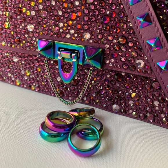 Boutique Jewelry - Iridescent Polished Oil Slick Hematite Ring NEW